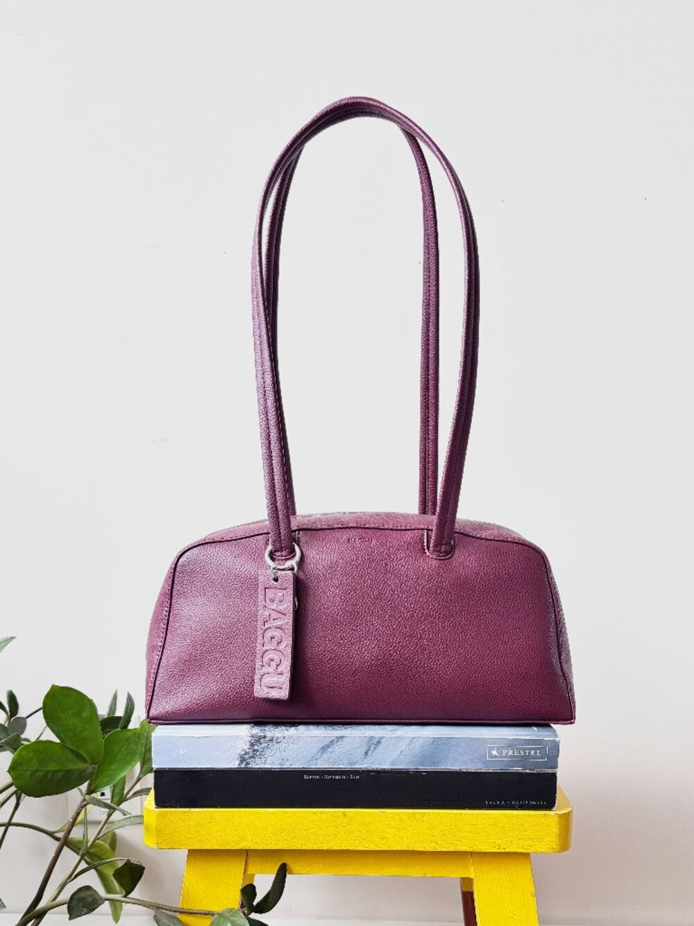 Baggu Medium Leather Bowling Bag Mahogany - Like New - Dustbag Included